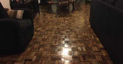 Restorative work on a wooden floor at a private residence
